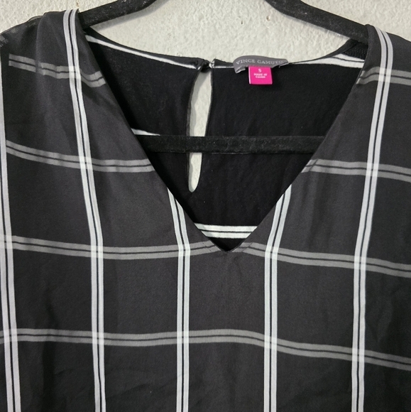 Vince Camuto Tunic Women Sz S Multi Print Mesh Sheer High Low Classy Modern - Picture 4 of 13